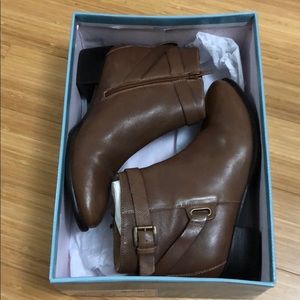 Brown leather booties from Anthropologie